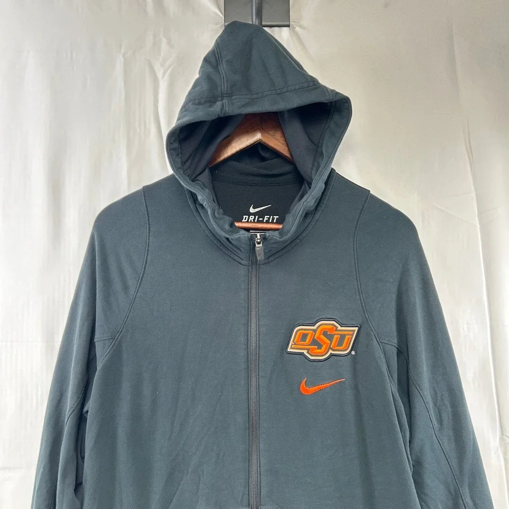 Nike Oklahoma State Cowboys Full Zip Hoodie Mens Medium Black OSU Elite Dri-FIT